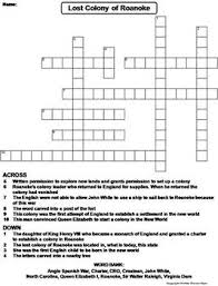 lost colony of roanoke worksheet crossword puzzle