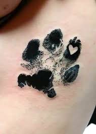 The one with the birds only with paw prints instead. Dog Paw Print With Heart Tattoo Idea