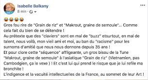Jul 03, 2021 · ce samedi 3 juillet, isabelle balkany s'est exprimée sur son compte twitter pour faire part de son incompréhension à l'égard de la stratégie de la campagne de vaccination. Isabelle Balkany On Twitter Gros Fou Rire De Grain De Riz Et Makrout Graine De Semoule Comme Cela Fait Du Bien De Se Detendre Balkany Racisme Https T Co W7ofu4etrc