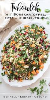 Tabbouleh With Sweet Potato Feta And Pumpkin Seeds Recipe Elle Republic Elle Feta Potato Pumpkin Recipe Republ In 2020 Gesundes Mittagessen Mittagessen Rezepte