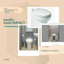 Ideal For Half Bath Additions In Virtually Any Application The Saniflo Compact Is A Wonderful Unit For Your Bat Bathroom Addition Half Bathroom Upflush Toilet