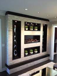 The honed stacked marble sets the stage. Living Room Wall Unit Houzz