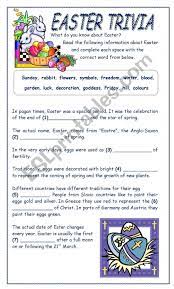 Spruce up your tot's holiday basket with these cute crafts. Easter Trivia Esl Worksheet By Bamarcia