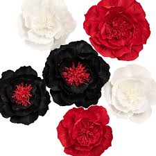 For the flowers you will need 3 different sizes of the petals. Paper Flower Decorations Large Crepe Paper Flowers Giant Paper Flowers Handcrafted Flowers Black Red White Set Of 6 For Wedding Nursery Wall Decorations Bridal Shower Baby Shower Buy Online In Bahamas At