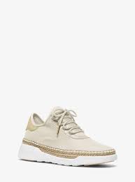 Finch Canvas And Leather Lace Up Sneaker Michael Kors In 2020 Leather And Lace Michael Kors Lace Up