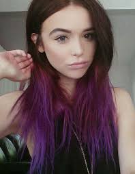 Acacia Brinley Straight Medium Brown Choppy Layers Dip Dyed Hairstyle Dip Dye Hair Purple Brown Hair Purple Hair
