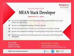 Synapseindia Is Hiring For Mean Stack Developer Development Job Job Opportunities