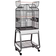 Hq Platinum Opening Scroll Top With Cart Stand Bird Cage 22 L X 17 W X 55 H Petco Bird Cage Stand Bird Cage Bird Cage Design