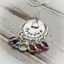 Grandmother & granddaughter love necklace in sterling silver. Amazon Com Grandma Birthstone Necklace Grandmother Necklace Grandchildren Hand Stamped And Personalized Sterling Silver Handmade