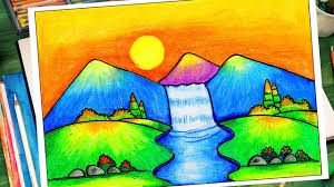 Draw a pair of long u shaped lines side by side at the top of the tree. How To Draw Easy Scenery For Kids Waterfall Scenery Drawing ØªØ¹Ù„ÙŠÙ… Ø§Ù„Ø±Ø³Ù… Ù„Ù„Ø§Ø·ÙØ§Ù„ Youtube