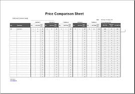 Price Comparison Sheet Template For Excel Word Excel