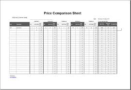 price comparison sheet template for excel word excel