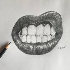 Snarling Lips In Pencil Lip Pencil Colors Lips Drawing Lips Sketch