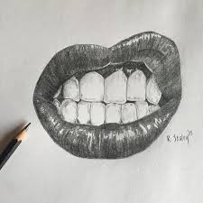 Draw the upper and lower lip. Snarling Lips In Pencil Lip Pencil Colors Lips Drawing Mouth Drawing