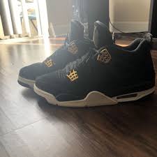 Black And Gold Retro 4s Jordan Shoes Air Jordan Retro 4s Royalty Color Black Gold Size 9 Air Jordans Retro Jordans For Men