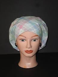 European Scrub Cap...Easter Plaid...Surgical Scrub Cap/OR Scrub Cap/Scrub  Hat/Veterinarian's Cap/Easter/Food Service