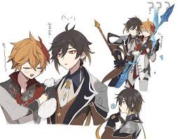 Genshin Impact Zhongli Childe In 2020 Anime Guys Cartoon Anime Art