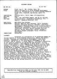 DOCUMENT RESUME ED 288 361 FL 017 001 AUTHOR Clark, Eve V., Ed.; Holden,  Gary, Ed. TITLE Volume 26. Proceedings of the Child Lan