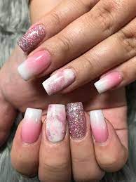 Pink And White Ombre And Marble Nails Summernails Marble Acrylic Nails Ombre Nails Glitter Acrylic Nail Designs
