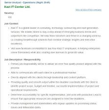 Career Kazi It Center Ltd Senior Analyst Operations Night Shift Kazi It Center Ltd Is Looking For Job Circular Night Shift Analyst