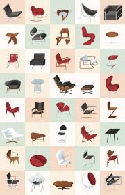 Mid Century Modern Furniture Poster Warm Furniture Graphic Mid Century Modern Design Mid Century Furniture