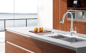 Which is the best pull out kitchen faucet? Kitchen Sink Faucet With Pull Down Sprayer Chrome Single Handle High Arc Pull Out Kitchen Faucets Single Level Solid Brass Bar Kitchen Faucet With Deck Plate Amazon Com