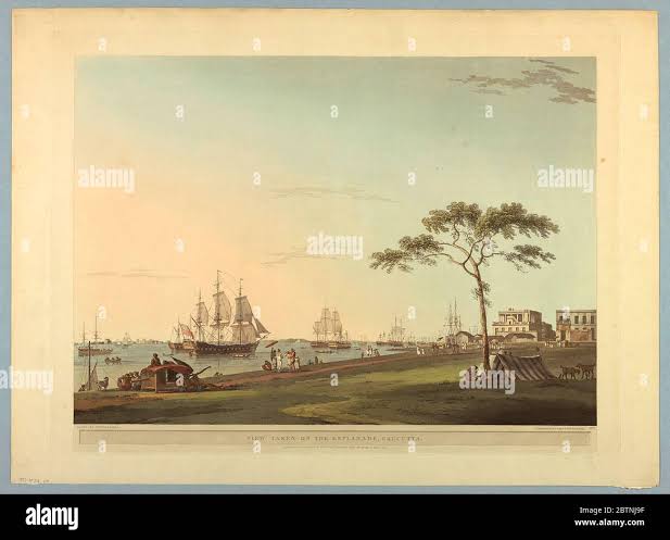 View of the Esplanade, Calcutta, taken from the foot of the Ochterlony Monument, from a drawing by Major T. J Ryves,' from the Illustrated London News, 1859 . 1859. Major T.