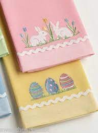 Bunny Egg Dish Hand Towel Set Easter Spring Set Of 2 Easter Embroidery Easter Blessings Easter Spring
