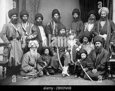 Afghanistan: 'Group of the Amir Shere Ali, Prince Abdullah Jan, & Sirdars'. Photo by John Burke (1843-1900), 1869. Sher Ali Khan (1825–February 21, 1879) was Amir of Afghanistan from 1863 to 1866