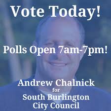 Today is the day, South Burlington! Polls are open until 7pm! I humbly ask  that you vote for me and Paul Engels for City Council. Regardless of who  you support, thank you