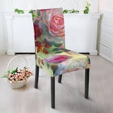 Dining Chair Slip Covers Hand Made And Vintage Hand Painted Rose Print Stretchy Material No Fade Fully Washable Dining Chair Covers Dining Room Chair Covers Dining Chairs