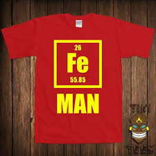 Fe Iron Man Super Hero Comic Chemistry Joke Periodic Table Of Elements Funny Science University College Humor Cool Geek Nerd T Shirt Tee Top On Etsy 15 00 Science Humor Superhero
