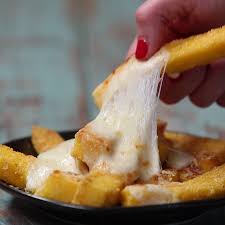 Mozzarella Polenta Fries Video Recipe Video Yummy Food Recipes Cheesy Fries