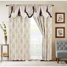 One of the most popular types of valance you'll see is the rod pocket. Sapphire Home Jacquard Window Curtain Drape Panels 2 Panels W Attached Valance And Sheer Backing 2 Tassels Traditional Elegant Damask Pattern Living Dining Room Drapes Vine 84 Beige Walmart Com Walmart Com