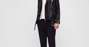 Allsaints Renzo Leather Biker Jacket Leather Jacket Men Biker Jacket Leather Outerwear