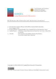 Maybe you would like to learn more about one of these? Pdf Peran Semantis Argumen Klausa Verbal Bahasa Dawan Dialek Amanuban Nusa Tenggara Timur
