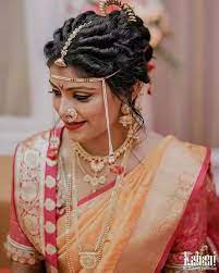 Engagement Saree Color Bridal Hairstyle Indian Wedding Saree Hairstyles Indian Bride Makeup