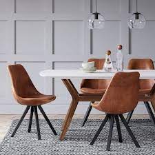 Set of four metal and white faux leather chairs. Set Of 2 Russel Faux Leather Dining Chair Project 62 Target Faux Leather Dining Chairs Leather Dining Chairs Dining Chairs