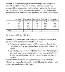 Solved Problem 1 Control Charts For Means And Ranges P