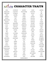Free Printable Character Traits List Character Traits List Character Trait Character Trait Lessons