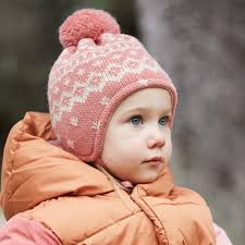 Baby-Mütze Jaquard-Norweger Muster Wolle