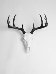 Black And White Deer Skull White Faux Deer Skull The Stag Skull In White W Black Etsy Faux Deer Deer Skulls Black Antlers