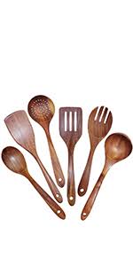 Save on mattresses · save on top brands · curbside pickup Amazon Com Geekhom Wooden Utensils Large Teak Wood Kitchen Cooking Utensils Set With Holder For Non Stick Cookware Wooden Spatula Ladle Spoon For Cooking 5 Pieces Home Kitchen