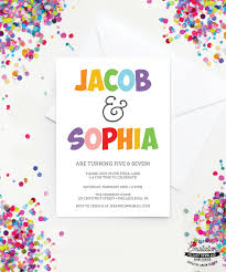 Printable Birthday Activities For Kids Joint Birthday Party Invite Printable Birthday Invitations Editable Kids Birthday Party Invite Sibling Birthday Kids In 2020 Printable Birthday Invitations Birthday Party Invitations Kids Birthday Party Invitations