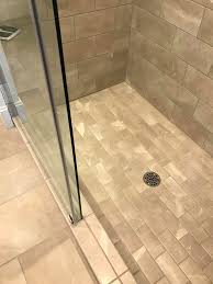 Master Shower With 3x6 Tiles On Shower Floor B F Ceramics Classic In Pulpis Gray Color Shower Tile Flooring Shower Floor