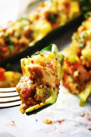 Cheddar And Sausage Stuffed Zucchini Boats Recipe Sausage Stuffed Zucchini Healthy Recipes Recipes