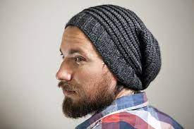 Men S Knit Slouchy Hat In Charcoal With Spiral Pattern Knit Hat For Men Mens Hat Knitting Pattern Crochet Slouchy Hat