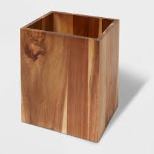 Wastebasket Medium Acacia Natural Threshold Waste Basket Bathroom Trash Can Wood Trash Can
