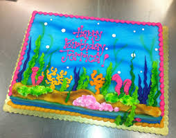 2nd Birthday Baby Shark Rectangle Cake Underwater Scene Cake By Stephanie Dillon Ls1 Hy Vee Birthday Sheet Cakes Sheet Cake Designs Mermaid Birthday Cakes