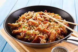 Wok Riz Poulet Crevettes Recette Asiatique Recette Riz Au Poulet